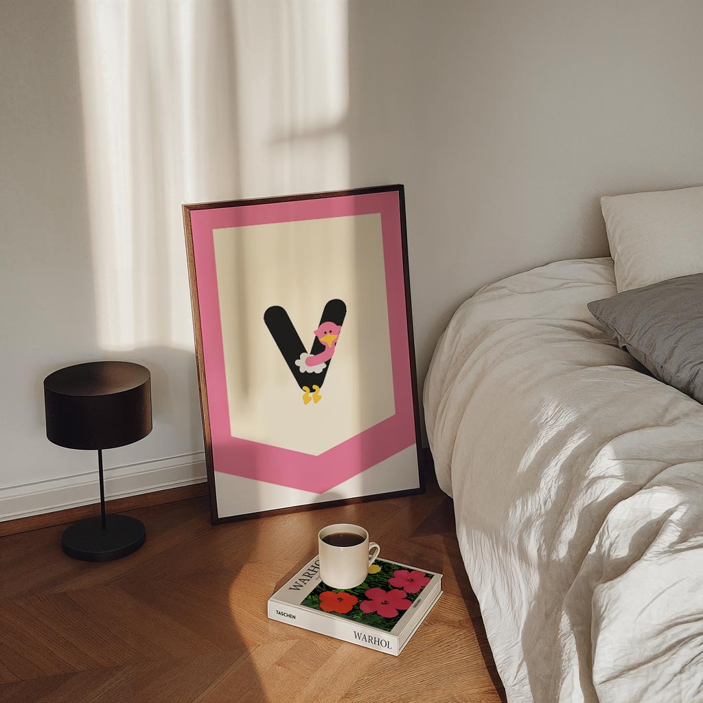 Schattige Struisvogel Alfabet Poster