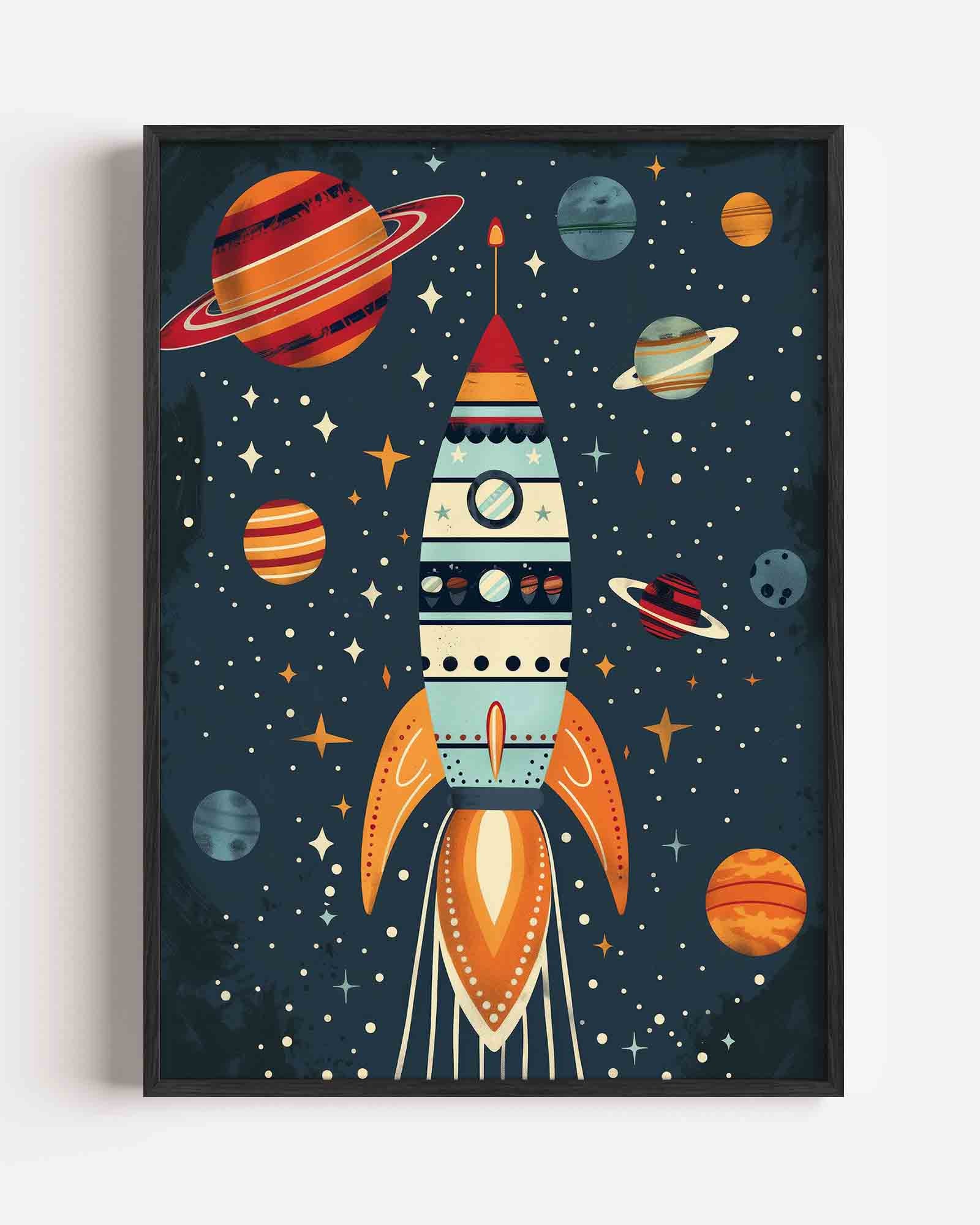 Raket en planeten Poster
