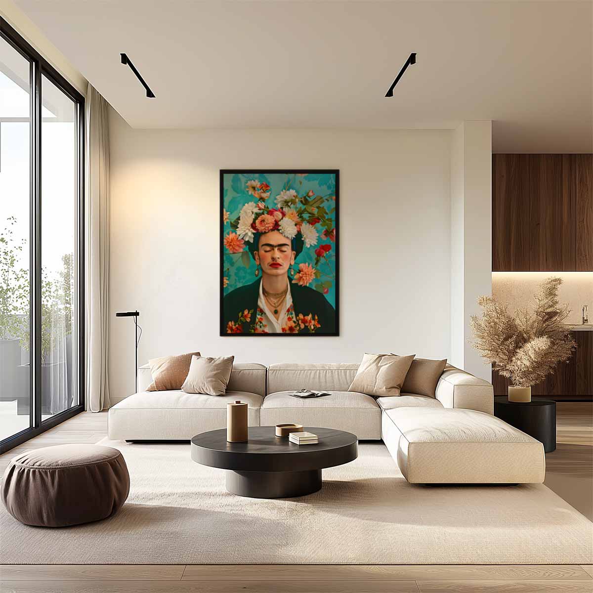 Bloemrijke Portretpracht Kunstwerk-canvas-dibond-plexiglas-wanddecoratie-WallArtistic