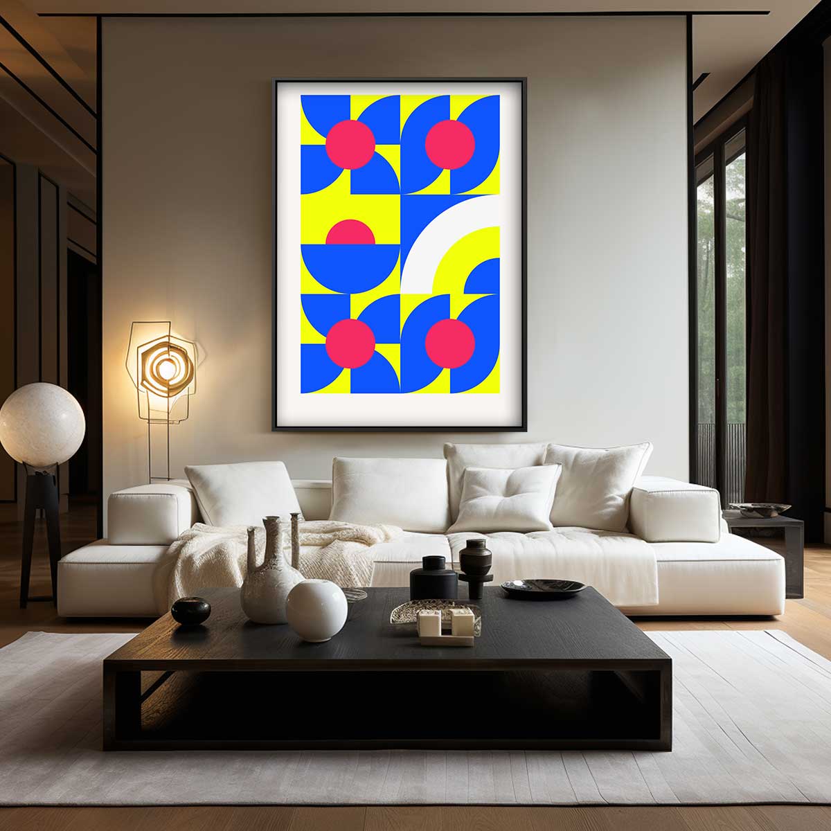 Retro Geometrisch Kleurenfeest Kunstwerk-canvas-dibond-plexiglas-wanddecoratie-WallArtistic