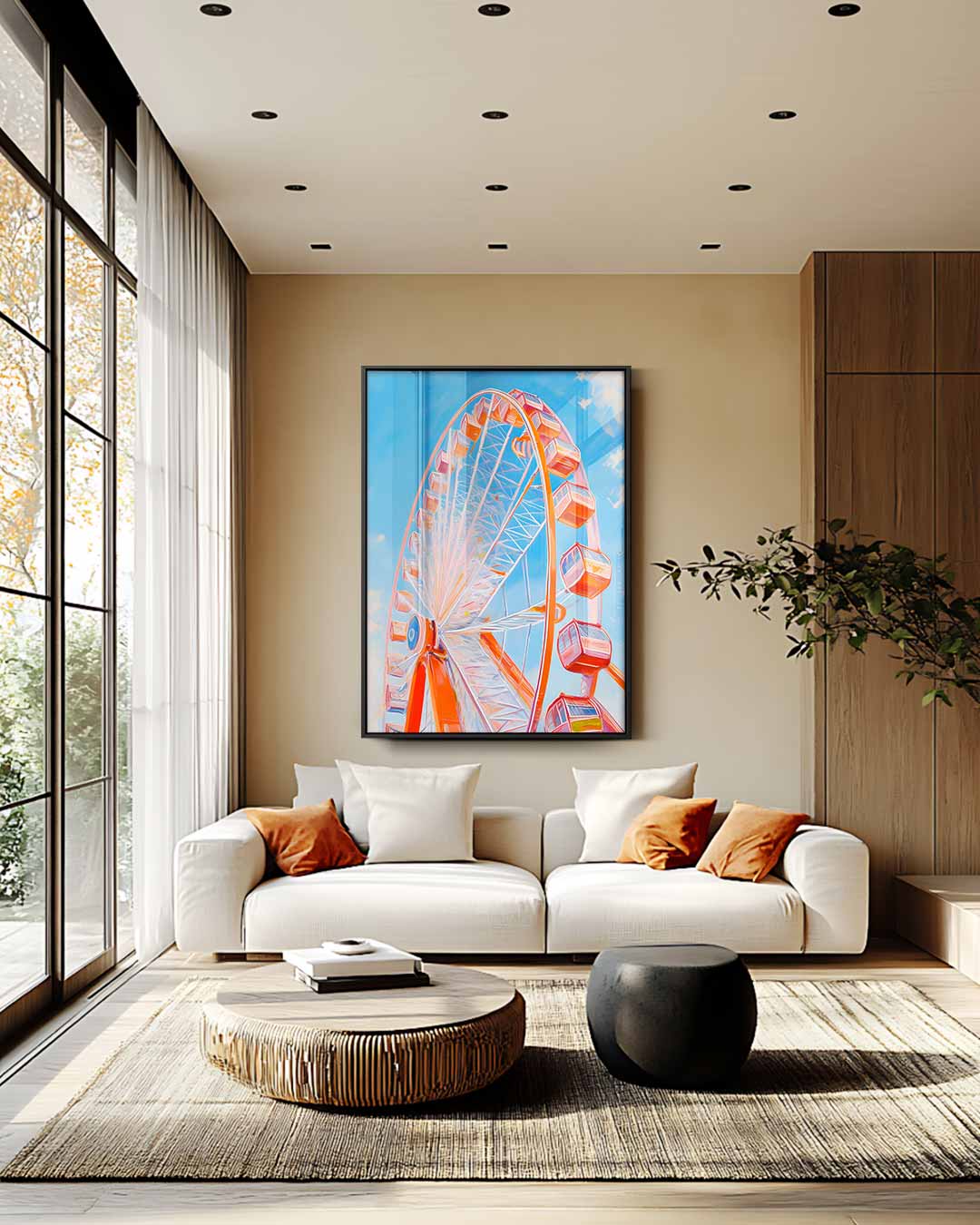 Vrolijk Reuzenrad in de Lucht Kunstwerk-canvas-dibond-plexiglas-wanddecoratie-WallArtistic