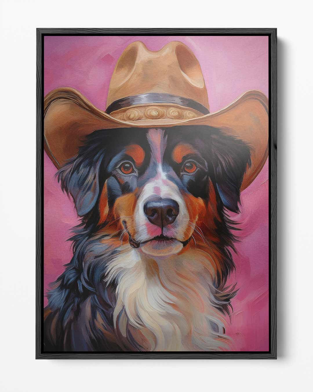Stoere Hond met Cowboyhoed Kunstwerk-canvas-dibond-plexiglas-wanddecoratie-WallArtistic