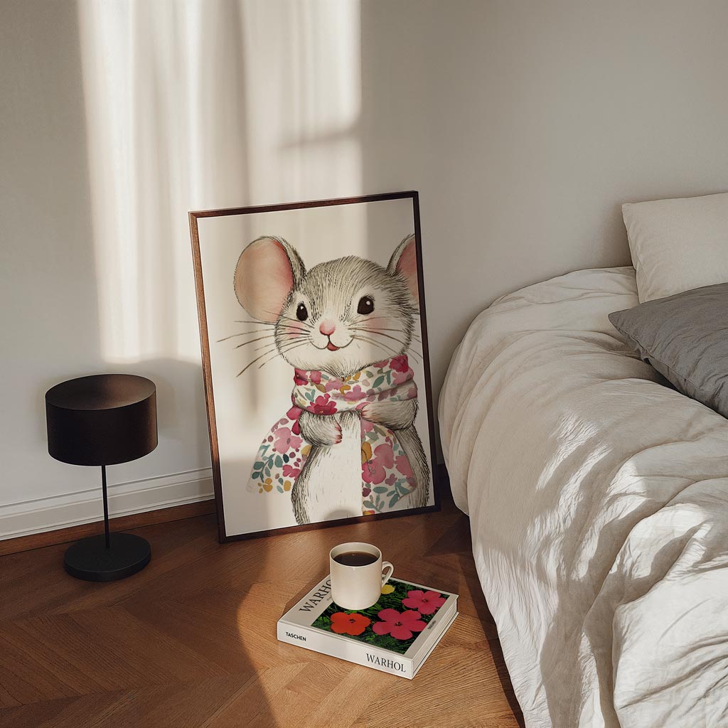 Lieve Muizenposter met Bloemensjaal Poster