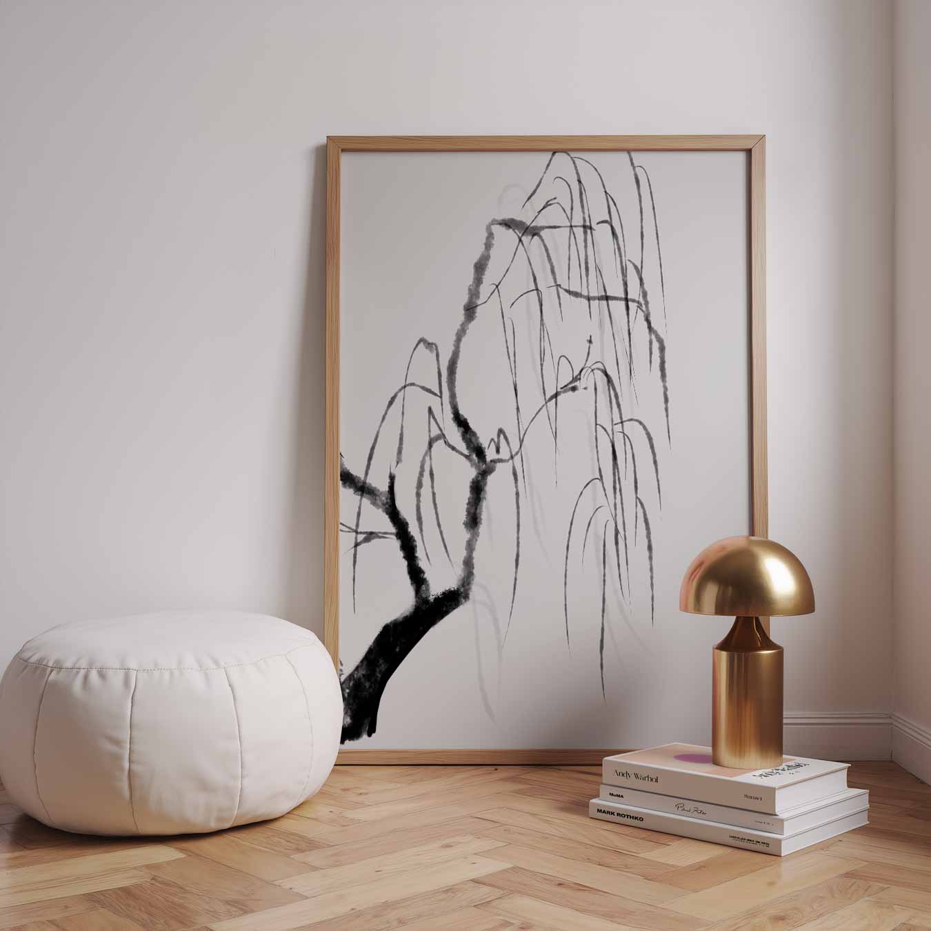 Elegante Zwart-witte Wilgentak Poster