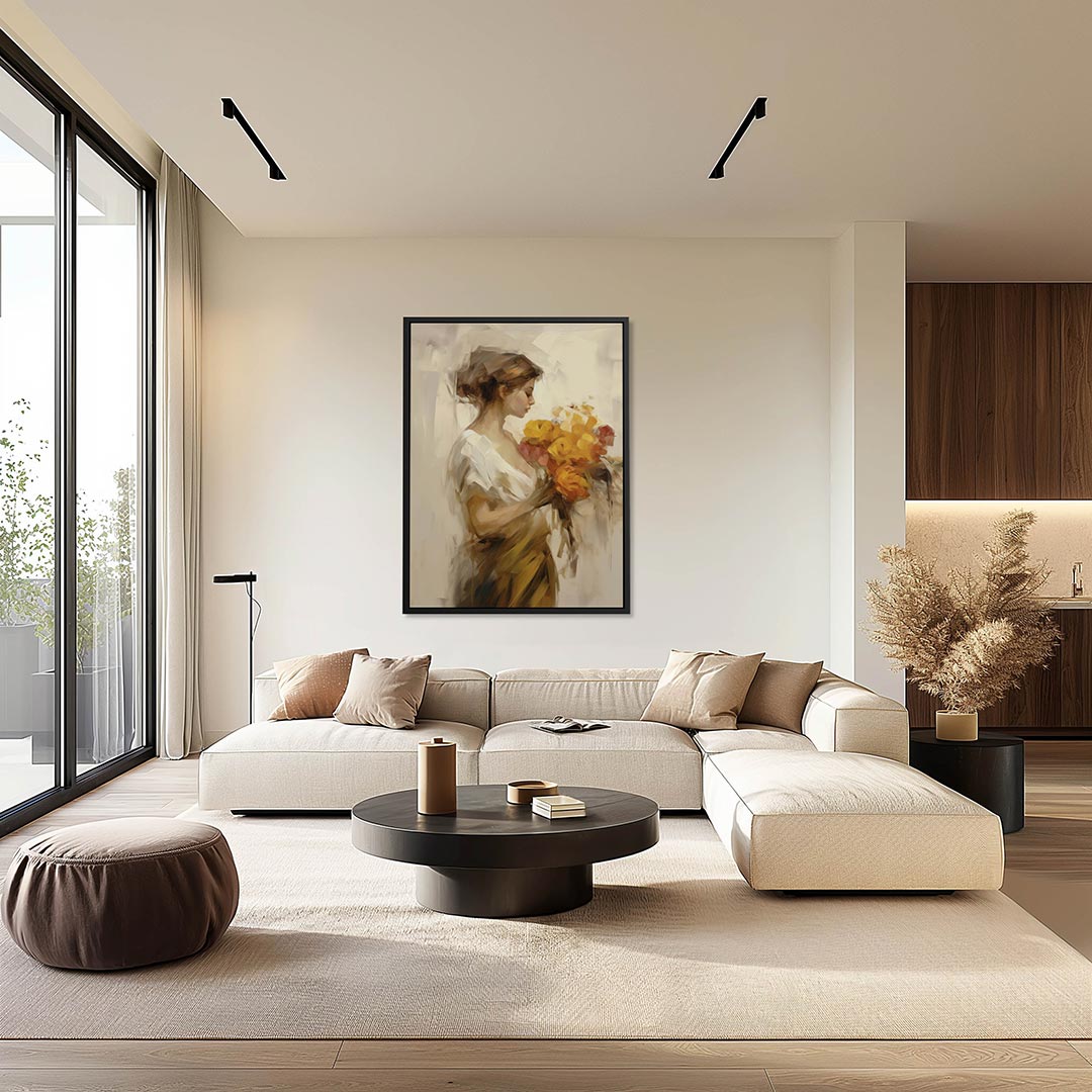 Vrouw met bloemen Kunstwerk