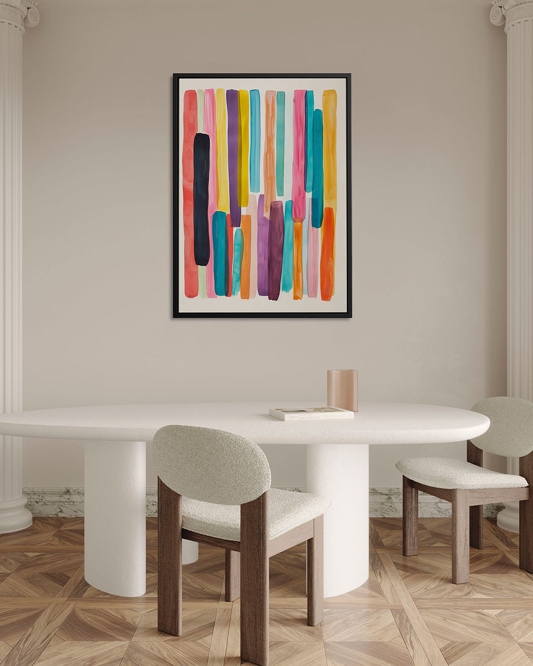 Kleurrijke verticale strepen Kunstwerk