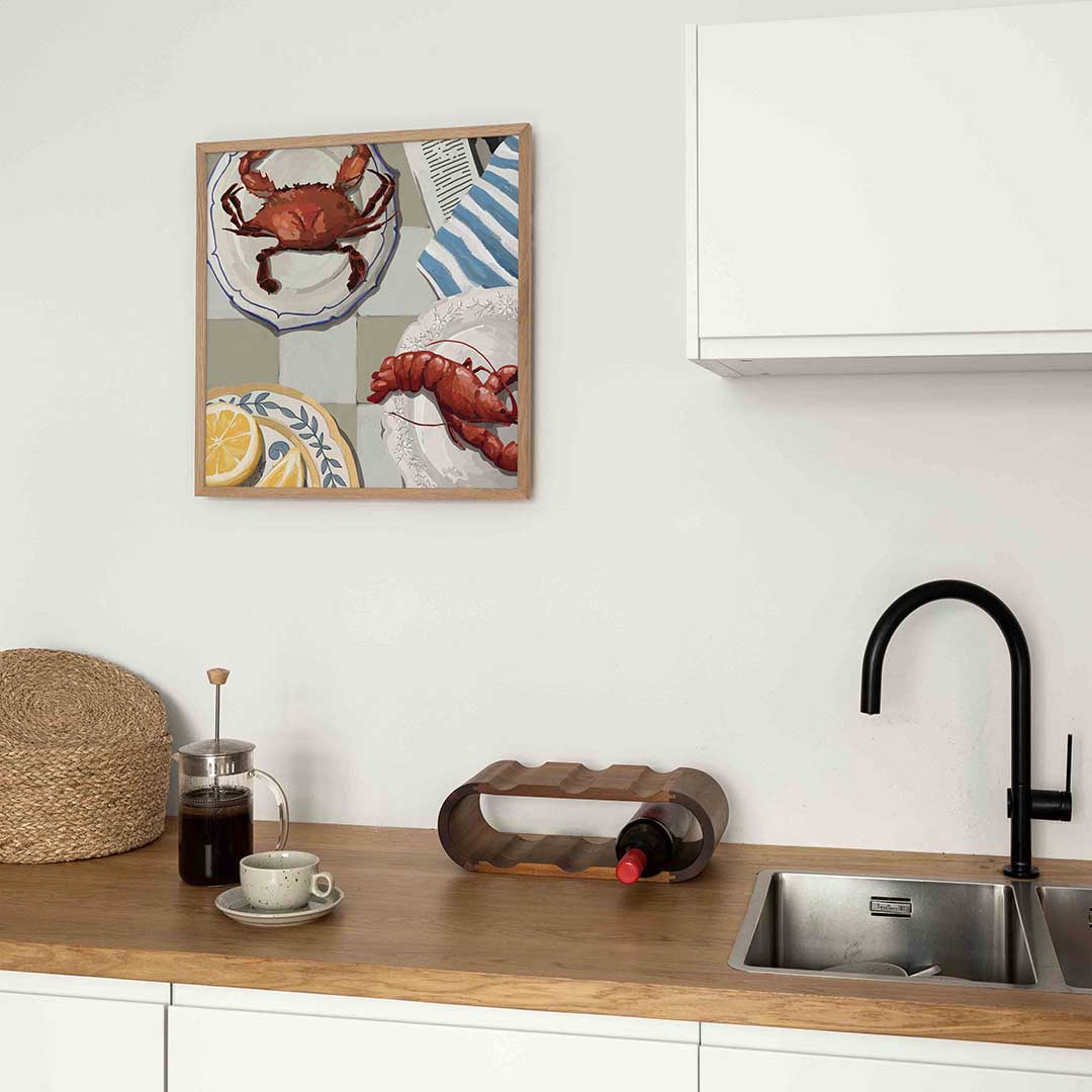 Krab en kreeft op borden Poster