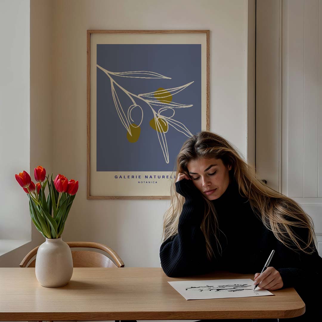 Botanische Olijftak Wandposter-WallArtistic