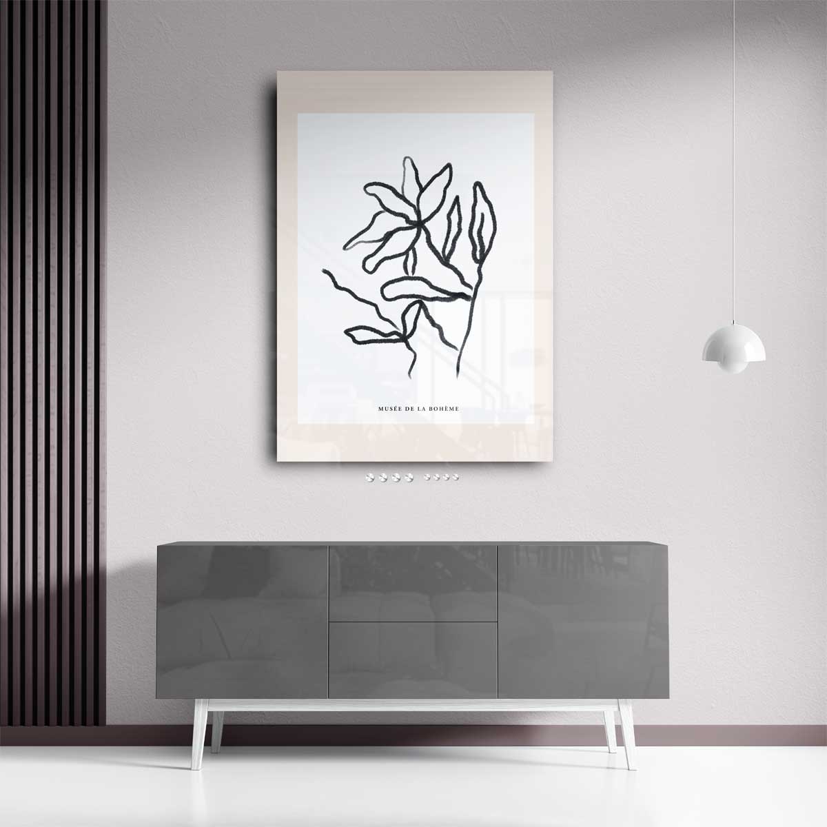 Organische Lijnen Bloem Kunstwerk-canvas-dibond-plexiglas-wanddecoratie-WallArtistic