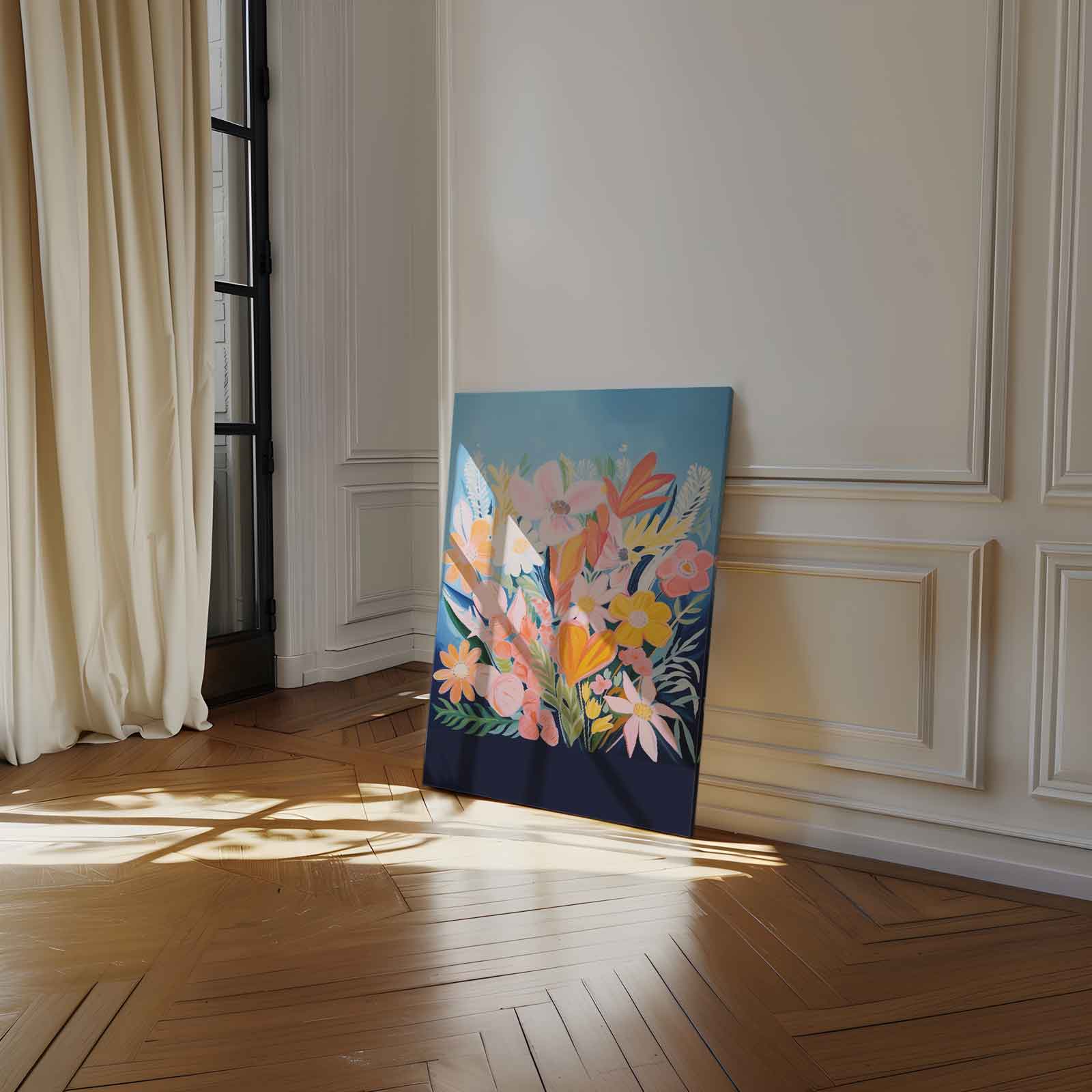 Vrolijke Bloemenpracht Kunstwerk-canvas-dibond-plexiglas-wanddecoratie-WallArtistic