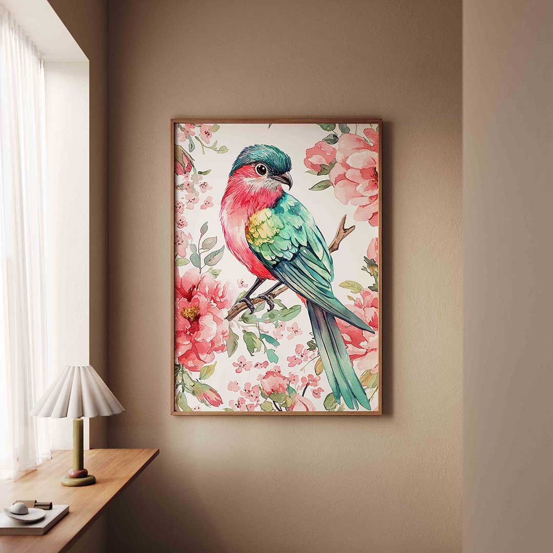 Vogels en bloemen Poster