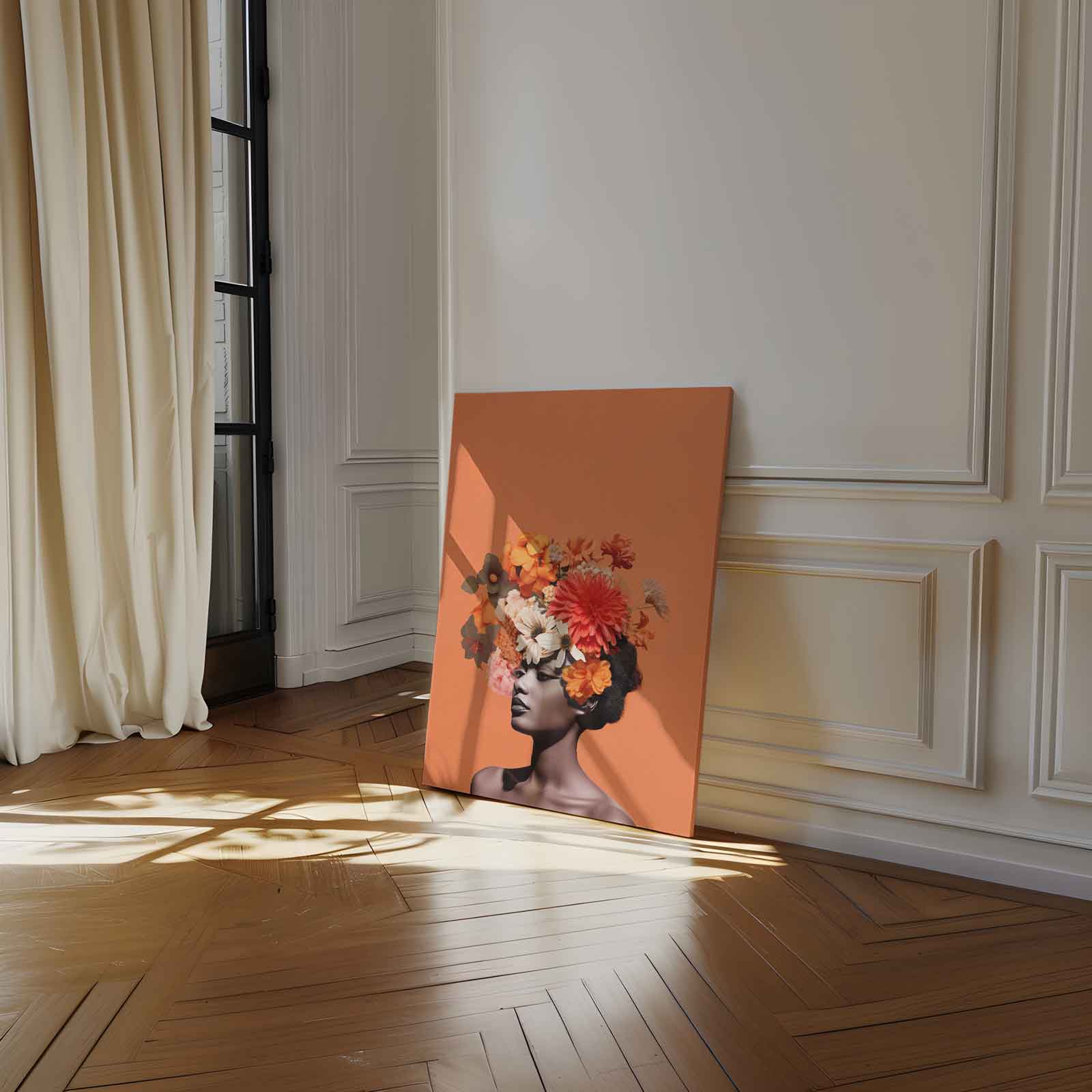 Bloemenfantasie Portret Kunstwerk-canvas-dibond-plexiglas-wanddecoratie-WallArtistic
