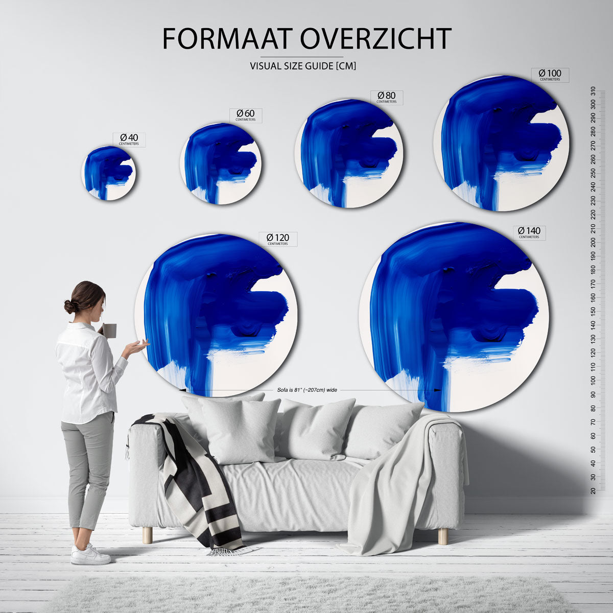 Blauwe penseelstreek Muurcirkel