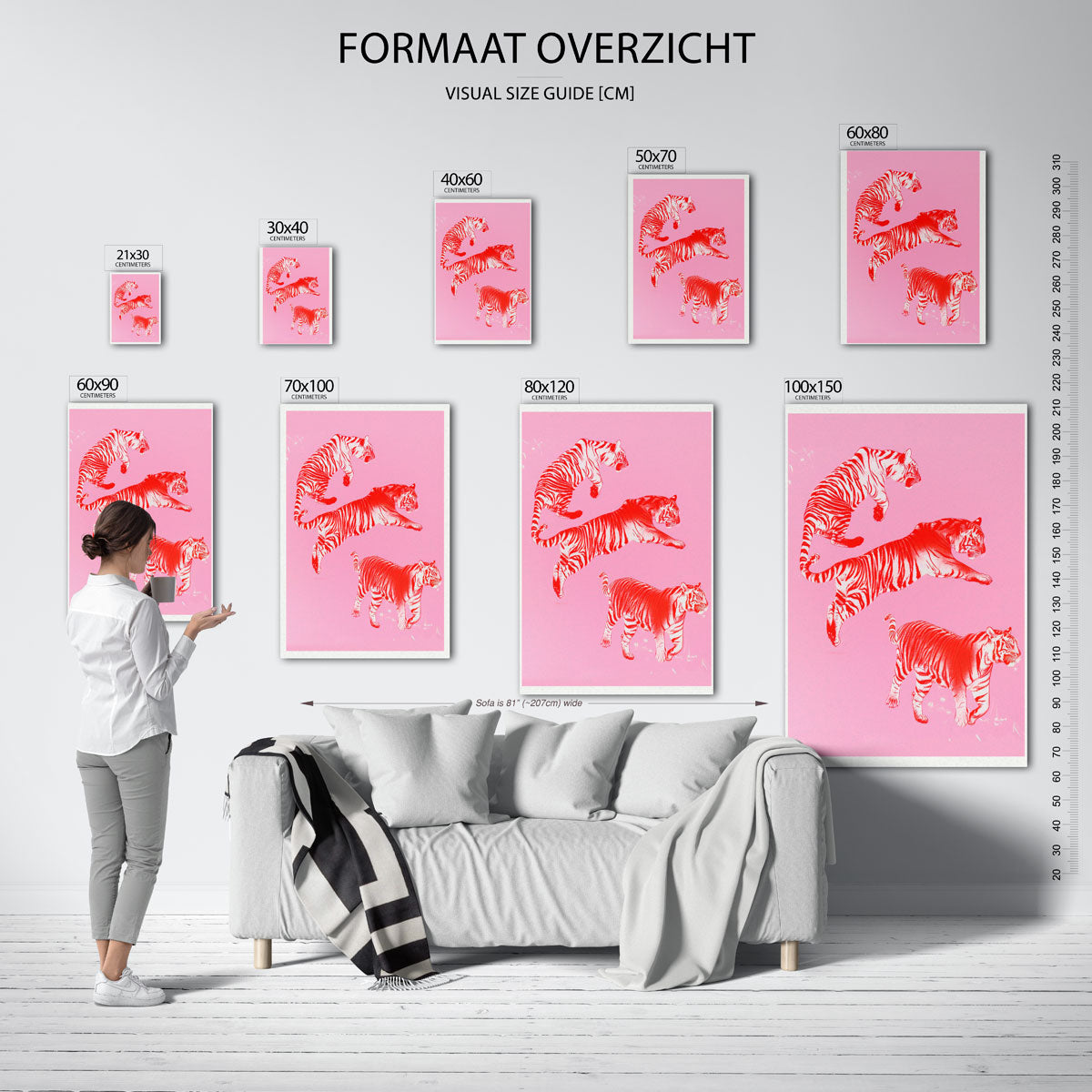 Tijgers op roze Poster
