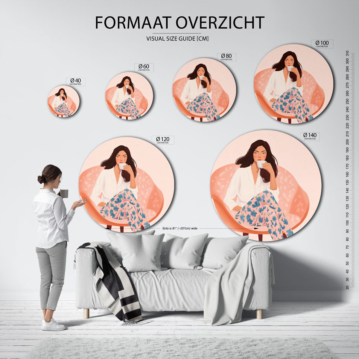 Vrouw met kopje Muurcirkel