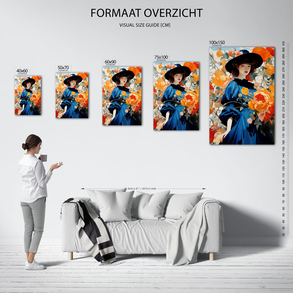 Vrouw met bloemen Kunstwerk