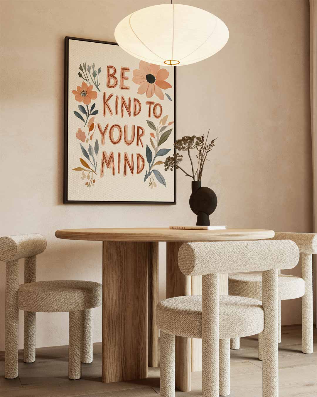 Be Kind to Your Mind Floral Print Kunstwerk-canvas-dibond-plexiglas-wanddecoratie-WallArtistic