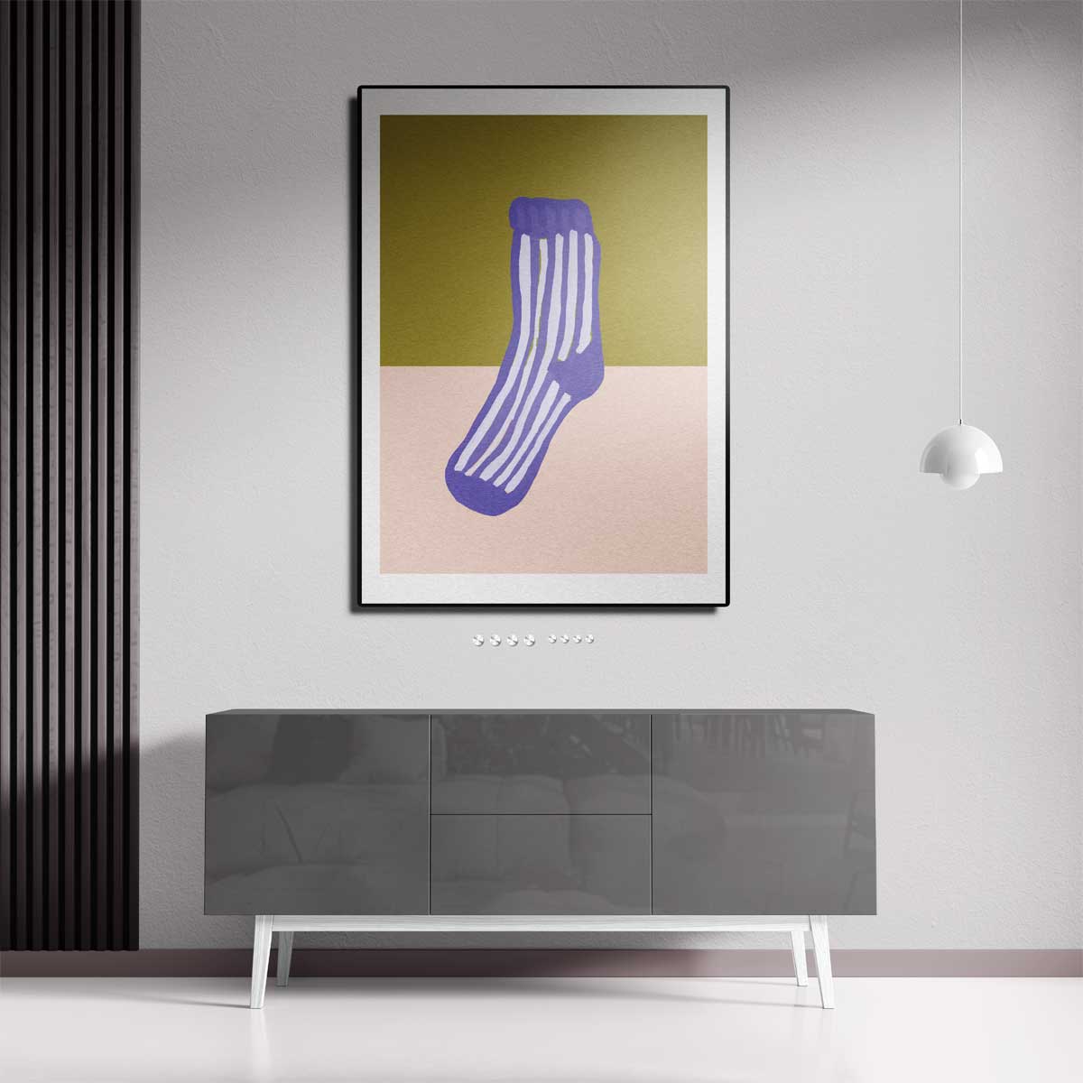 Kleurrijke Gestreepte Sok Schilderij Kunstwerk-canvas-dibond-plexiglas-wanddecoratie-WallArtistic