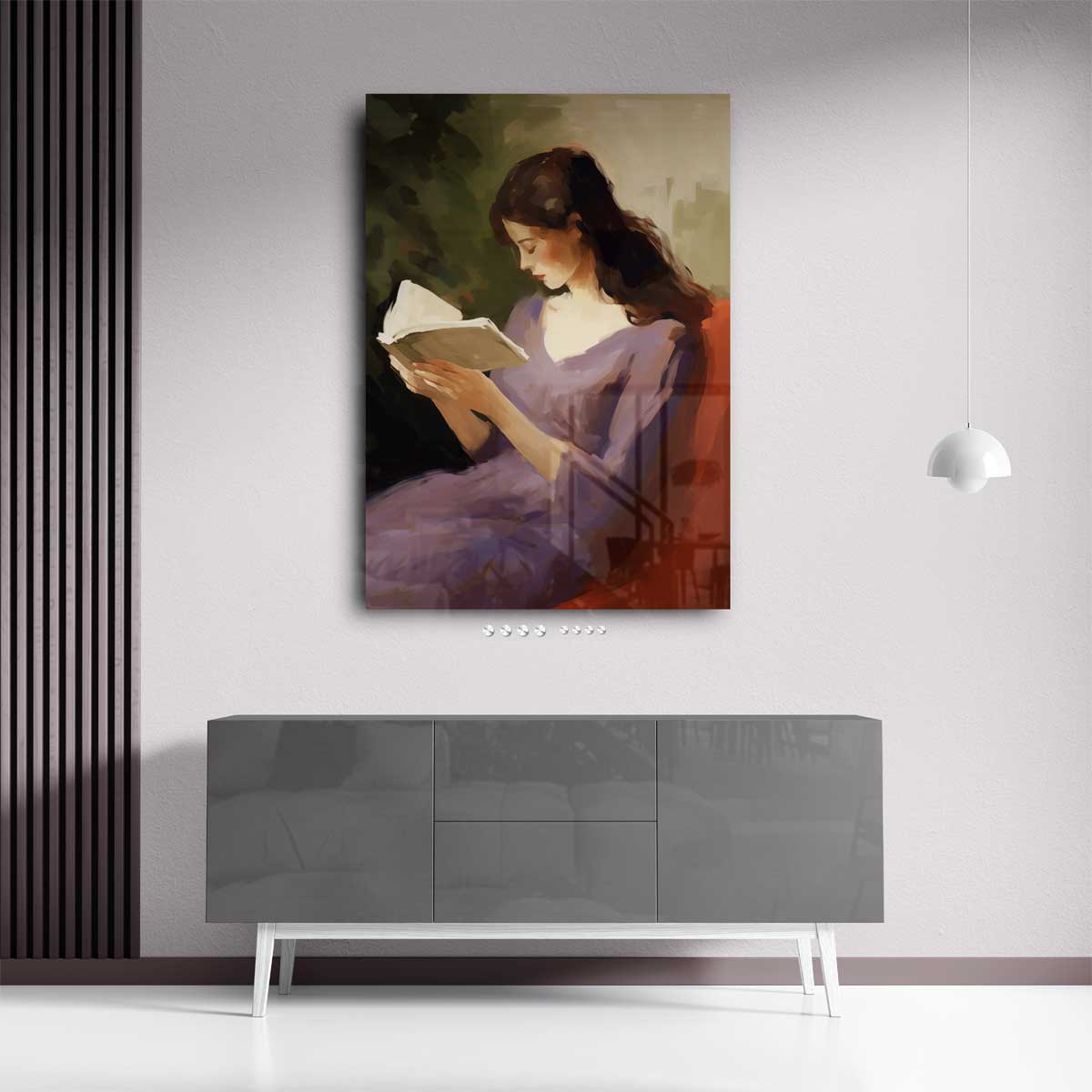 Lezende Vrouw in Rust Kunstwerk-canvas-dibond-plexiglas-wanddecoratie-WallArtistic