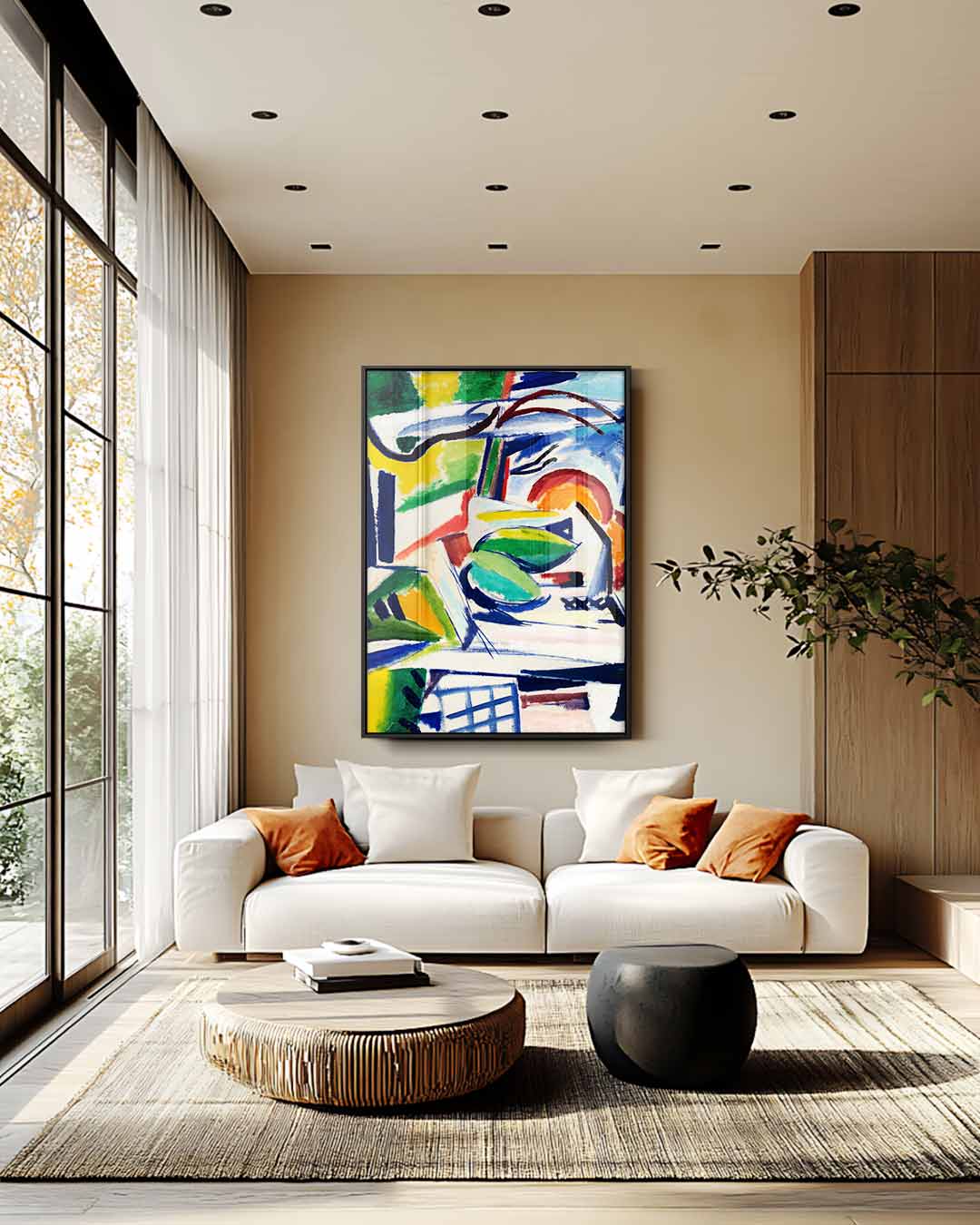Kleurrijke Abstracte Compositie Kunstwerk-canvas-dibond-plexiglas-wanddecoratie-WallArtistic