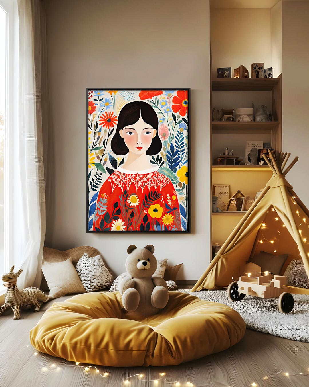 Vrouw met bloemen Kunstwerk