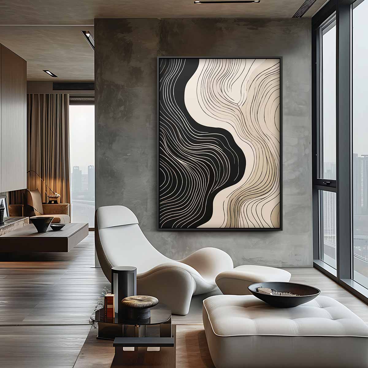 Zacht Golvende Lijnen Kunstwerk-canvas-dibond-plexiglas-wanddecoratie-WallArtistic