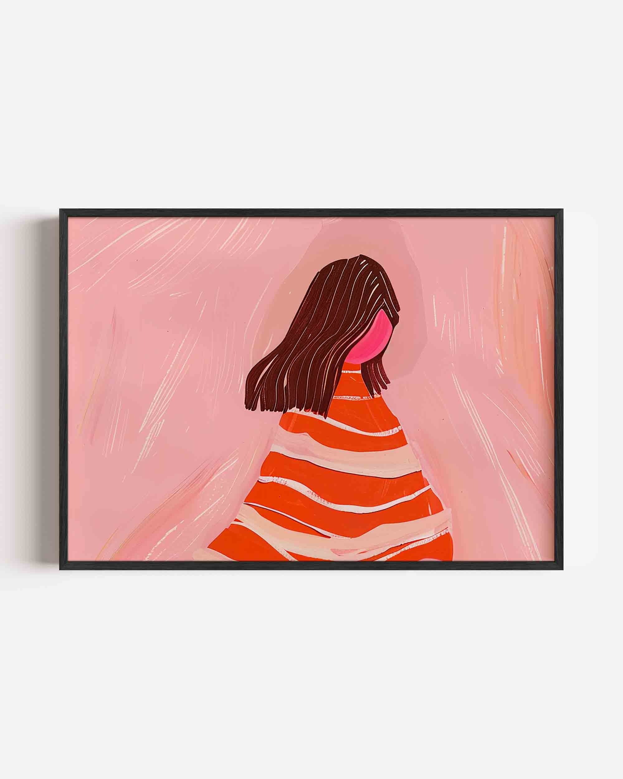 Gestreepte jurk en roze achtergrond Poster