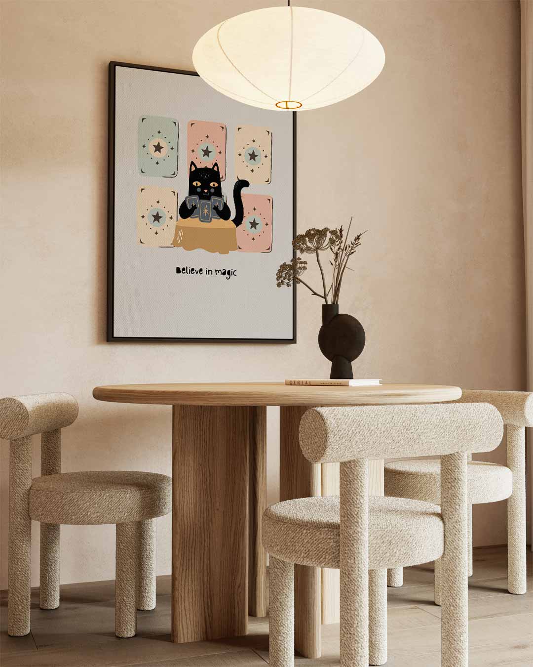 Magische Kat met Tarot Kaarten Kunstwerk-canvas-dibond-plexiglas-wanddecoratie-WallArtistic