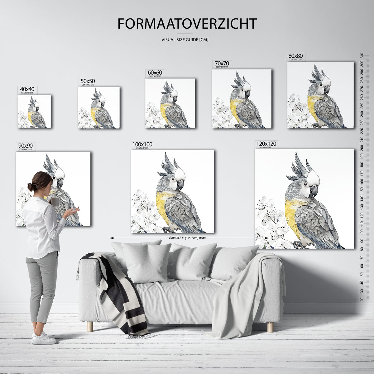 Papegaai met bloemen Poster
