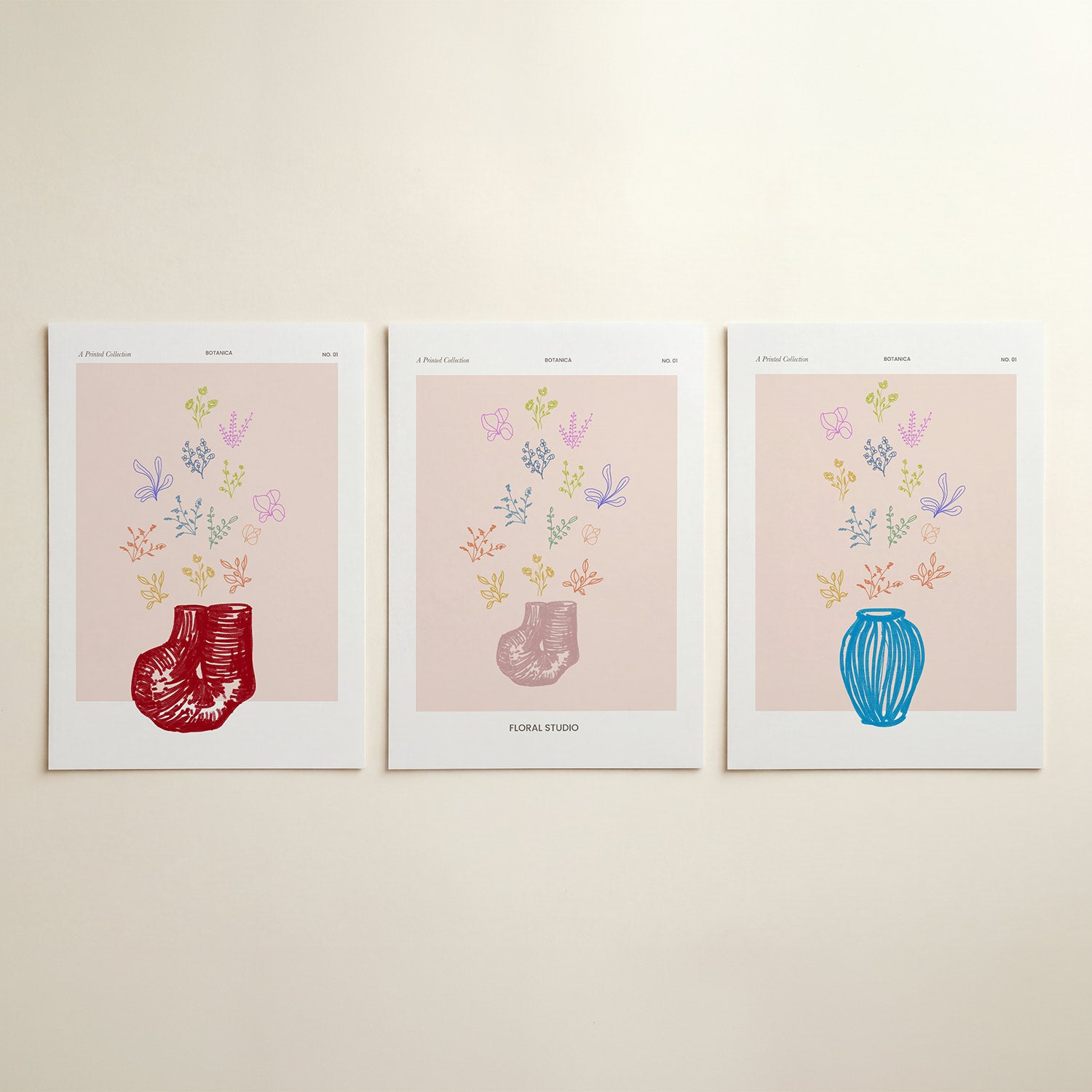 Kleurrijke bloemvormen Posterset