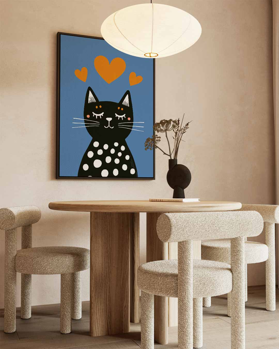 Liefdevolle Kat op Blauw Kunstwerk-canvas-dibond-plexiglas-wanddecoratie-WallArtistic
