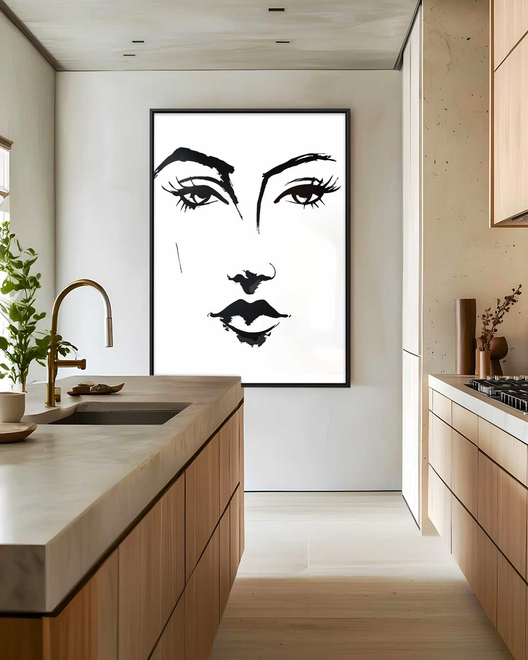 Minimalistisch Portret in Zwart-Wit Kunstwerk-canvas-dibond-plexiglas-wanddecoratie-WallArtistic