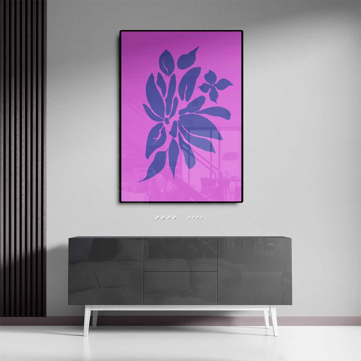 Vrolijke Bloemenprint op Roze Kunstwerk-canvas-dibond-plexiglas-wanddecoratie-WallArtistic