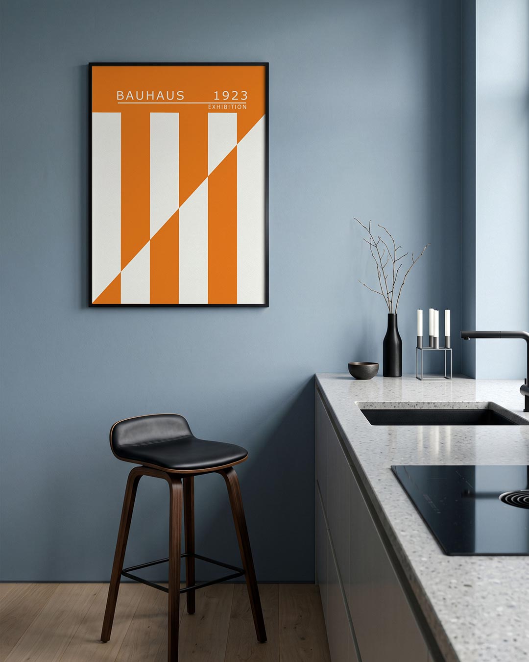 Oranje lijnenspel Poster