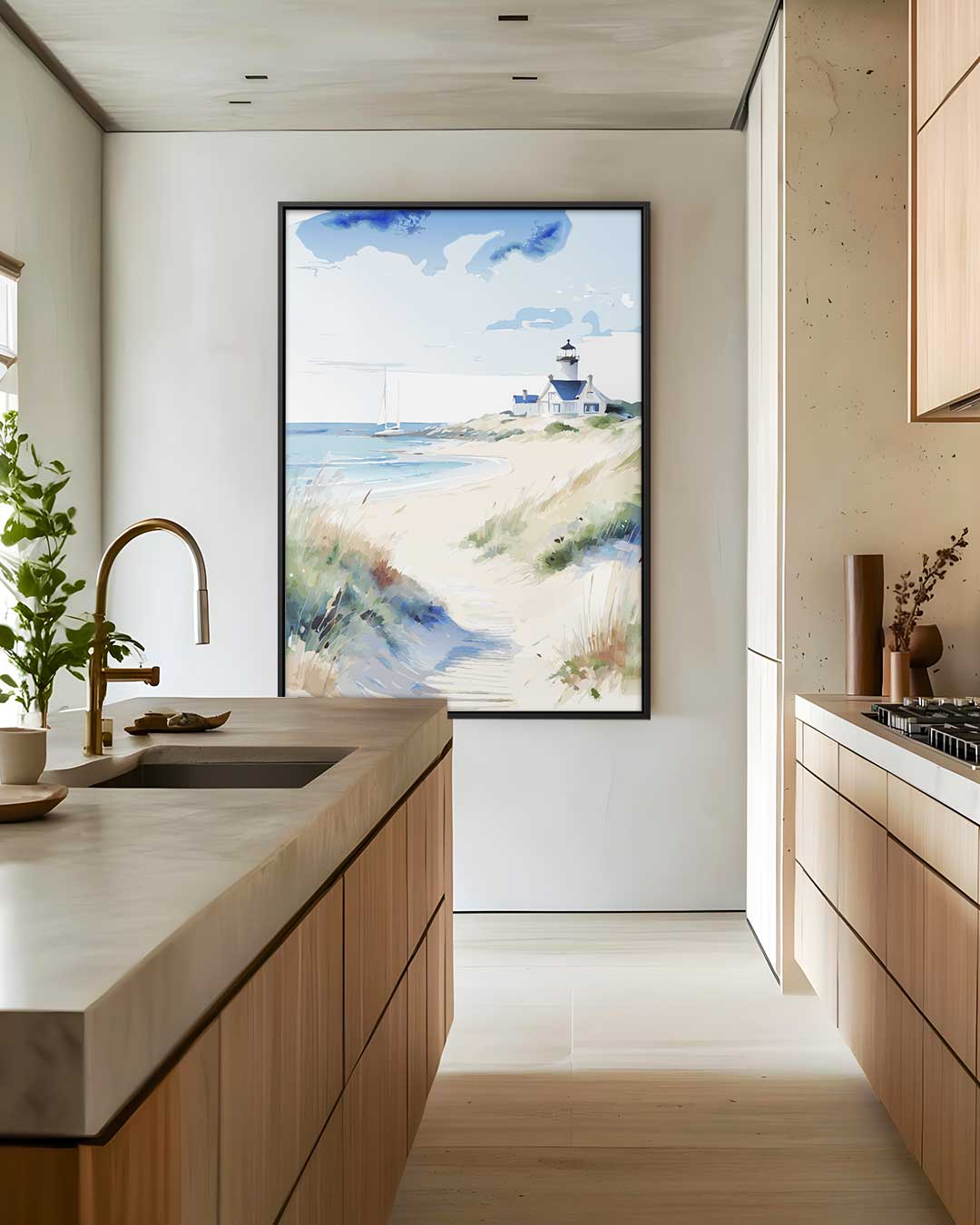 Zomerse Strandwandeling Kunstwerk-canvas-dibond-plexiglas-wanddecoratie-WallArtistic