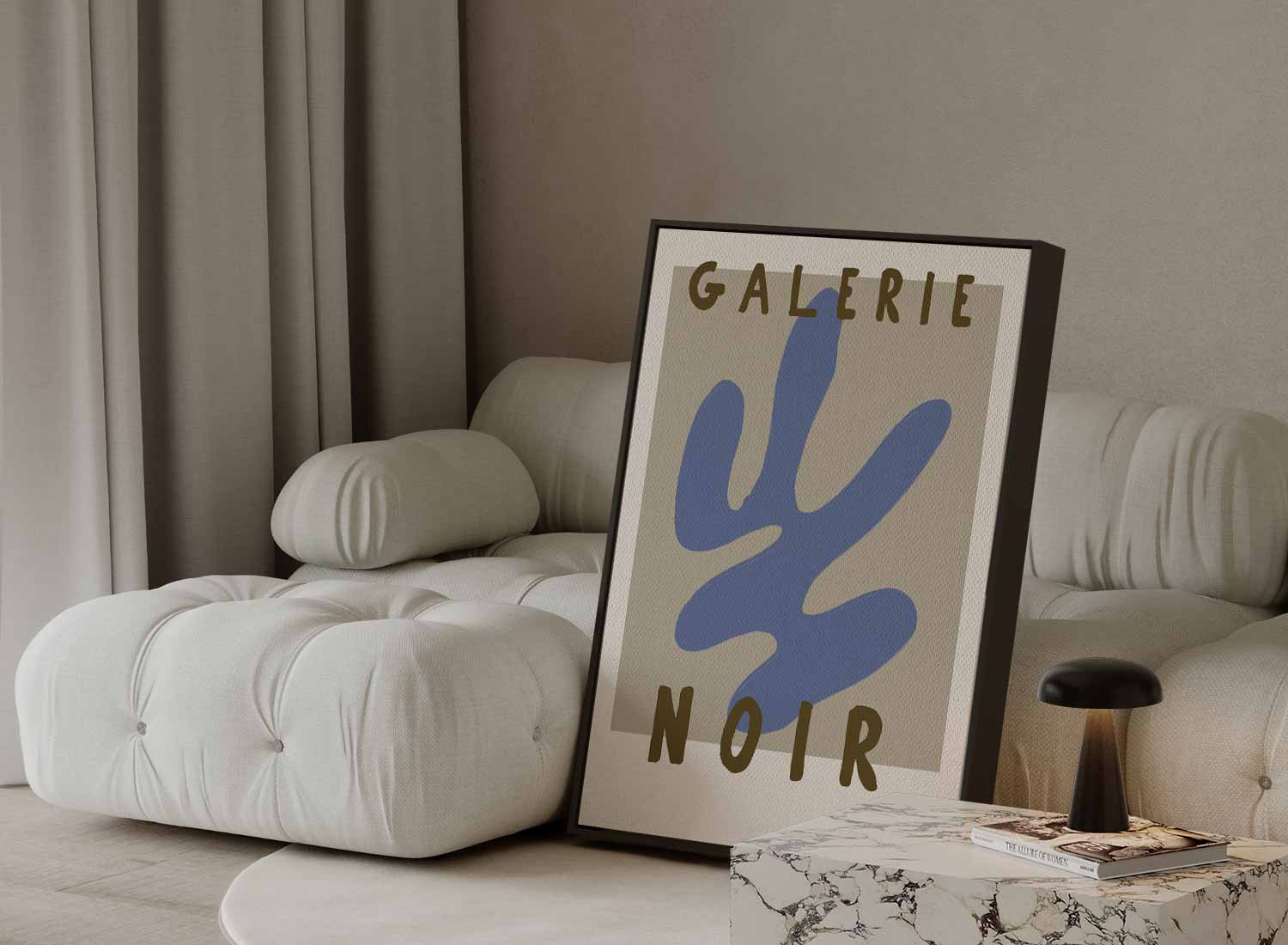 Retro Abstract Blauw en Bruin Poster