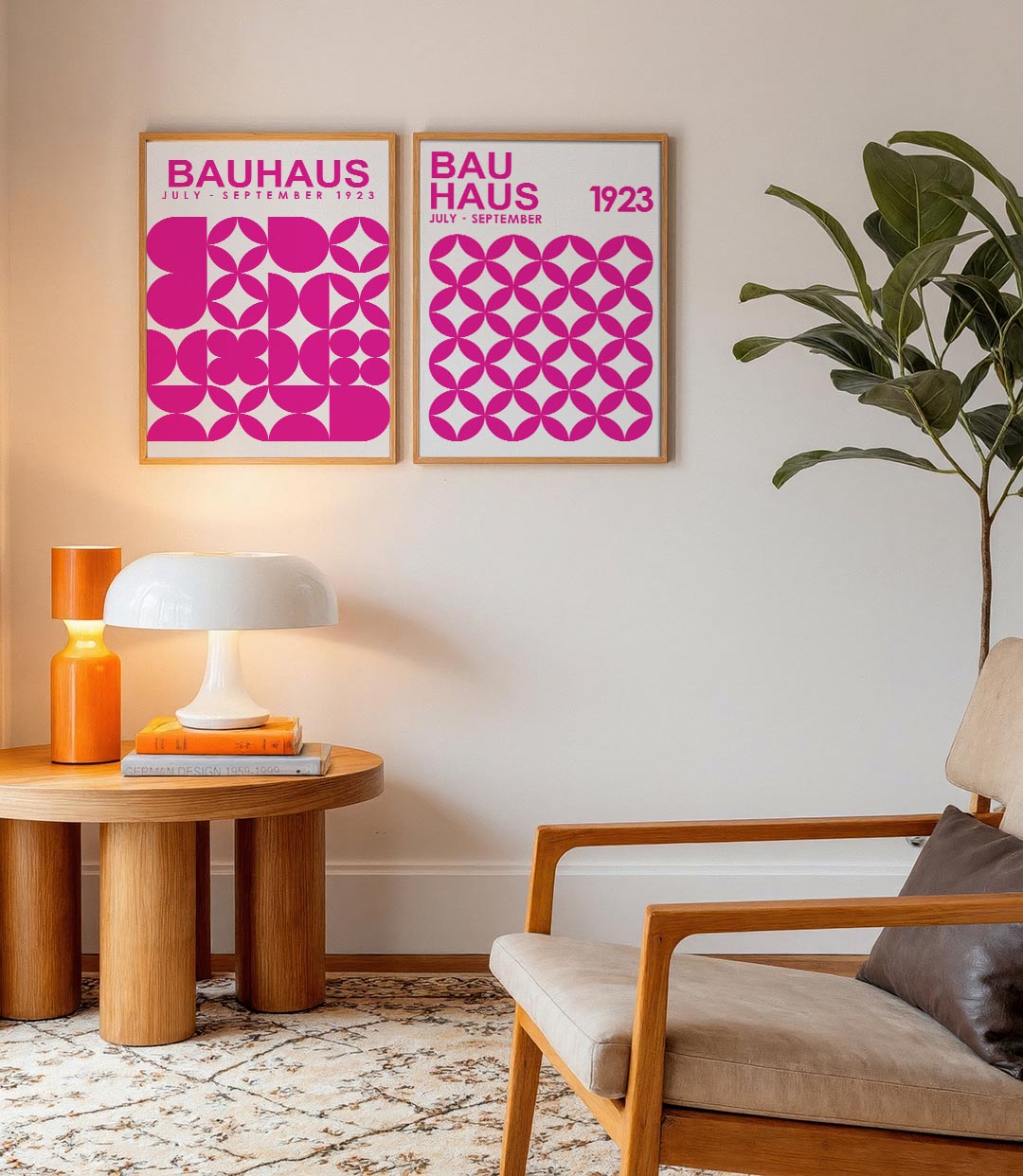 Vormenspel in roze Posterset