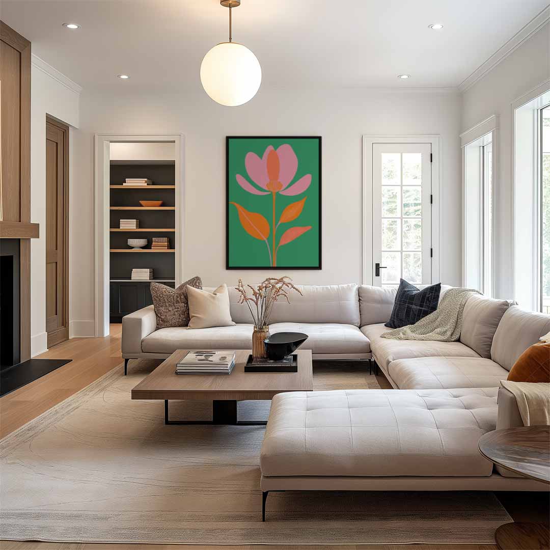 Vrolijke Bloem in de Wind Kunstwerk-canvas-dibond-plexiglas-wanddecoratie-WallArtistic