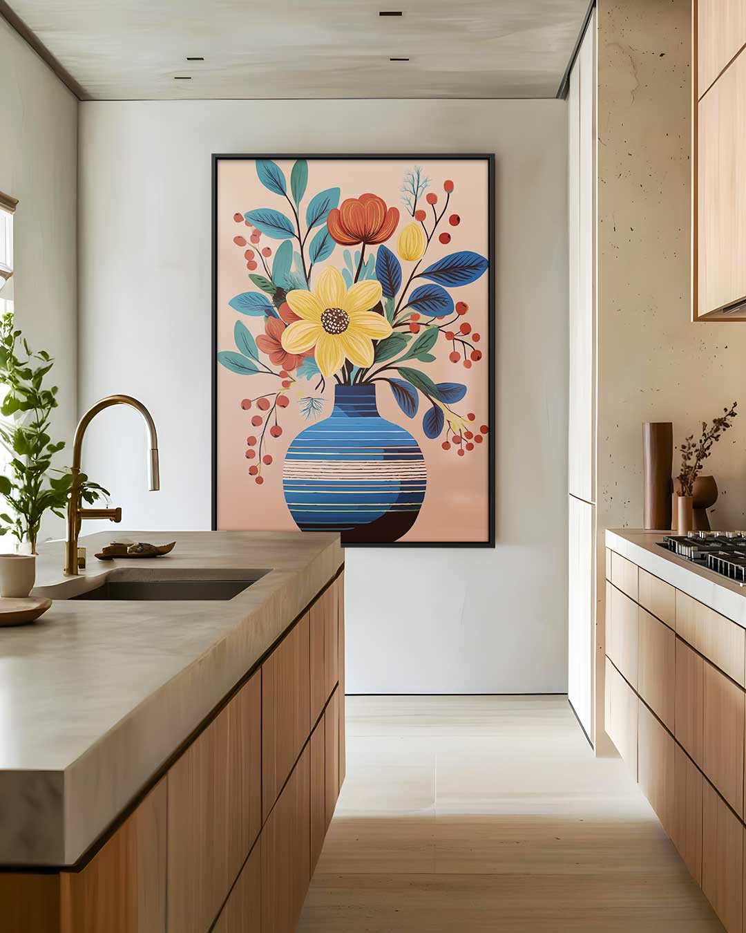 Bloemenpracht in Blauwe Vaas Kunstwerk-canvas-dibond-plexiglas-wanddecoratie-WallArtistic