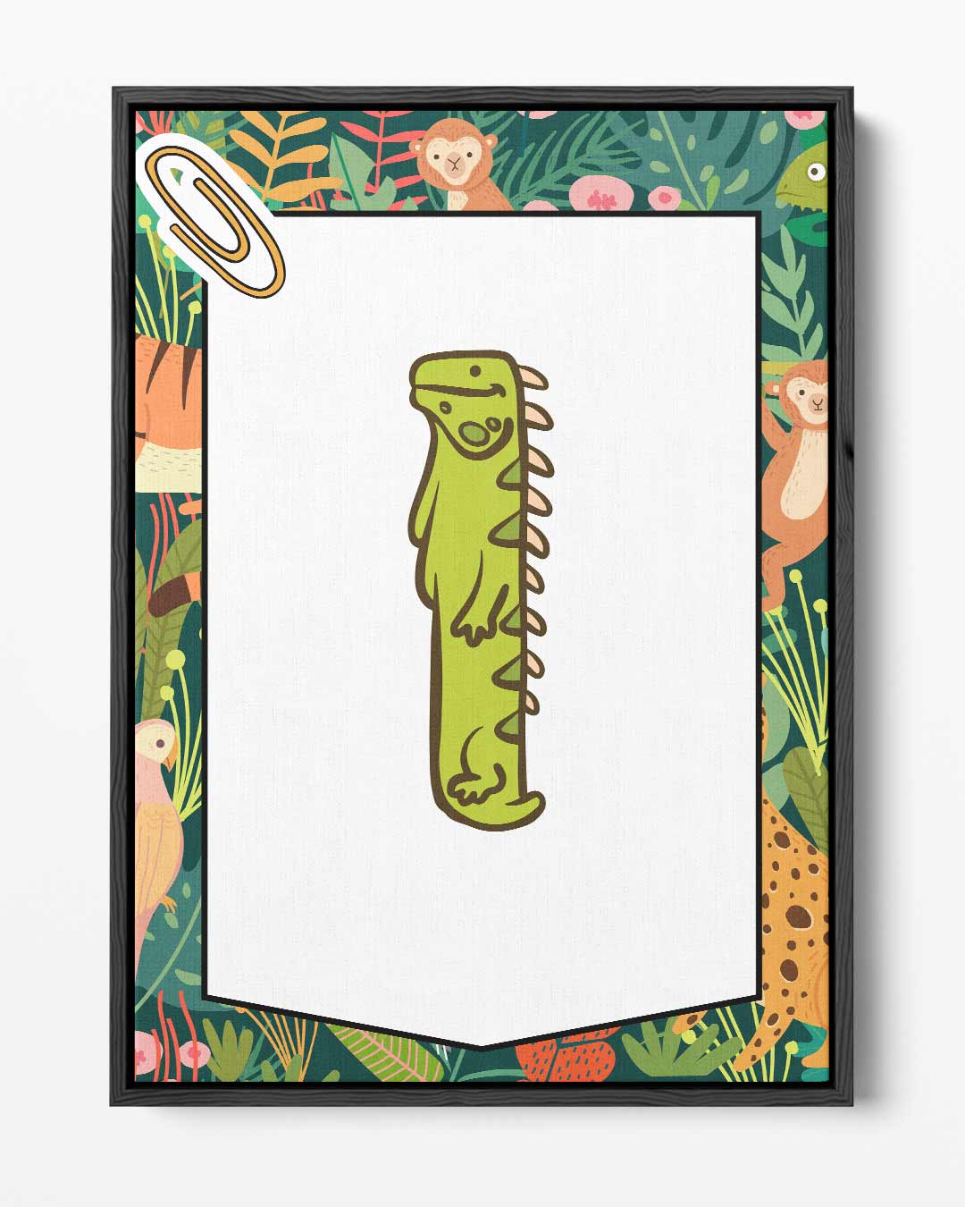 Vrolijke Groene Leguaan Illustratie Kunstwerk-canvas-dibond-plexiglas-wanddecoratie-WallArtistic