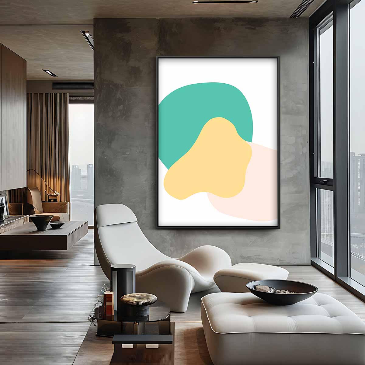 Speelse Kleuren Vormen Kunstwerk-canvas-dibond-plexiglas-wanddecoratie-WallArtistic