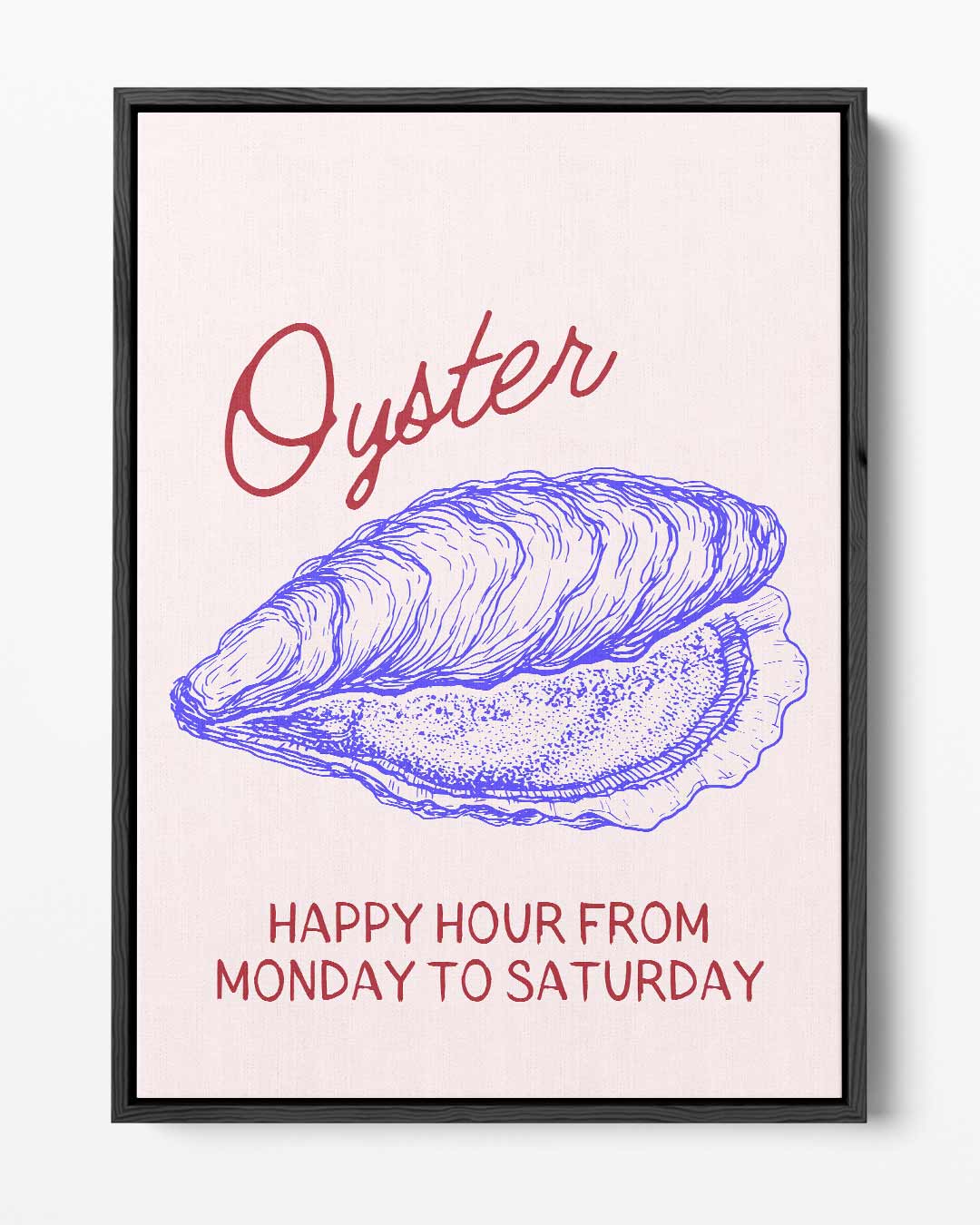 Oester Illustratie met Happy Hour Kunstwerk-canvas-dibond-plexiglas-wanddecoratie-WallArtistic