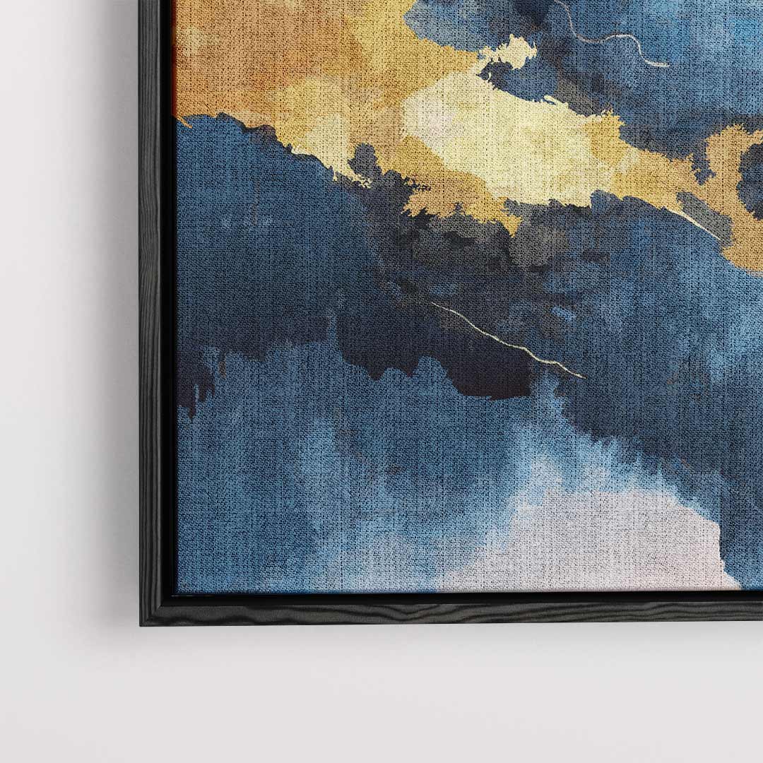 Blauw en Gouden Droomlandschap Kunstwerk-canvas-dibond-plexiglas-wanddecoratie-WallArtistic