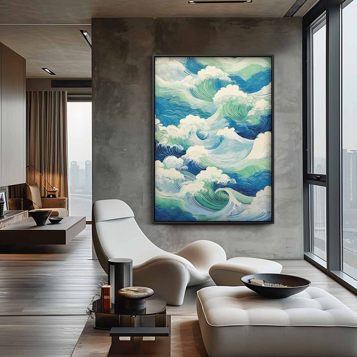 Woeste Zee Golven Kunstwerk Kunstwerk-canvas-dibond-plexiglas-wanddecoratie-WallArtistic