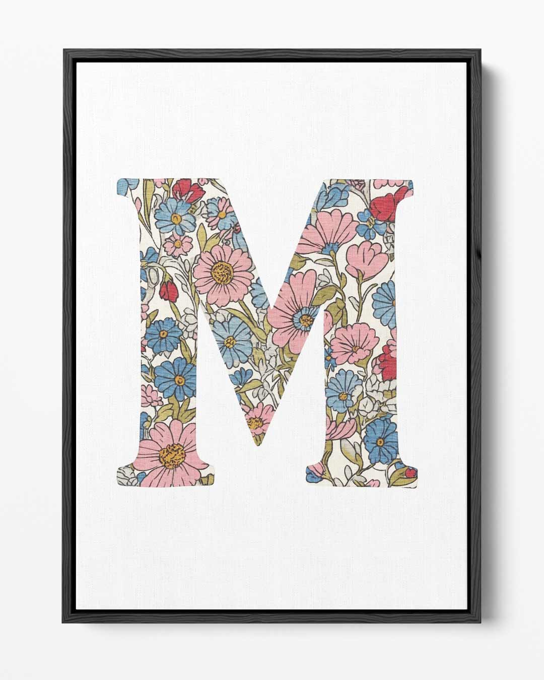 Bloemenpatroon Muurdecoratie Letter M Kunstwerk-canvas-dibond-plexiglas-wanddecoratie-WallArtistic