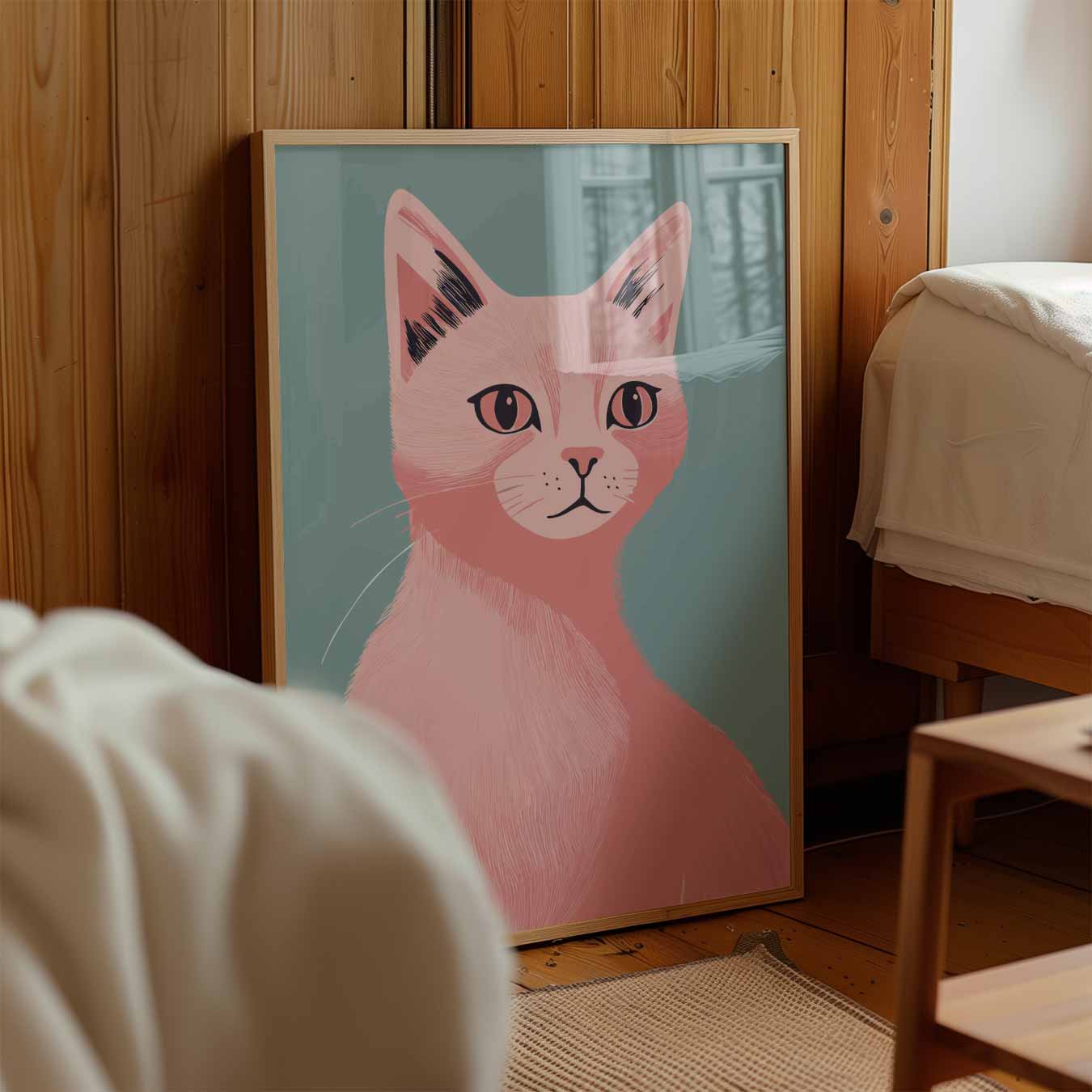 Stijlvolle Roze Kattenposter