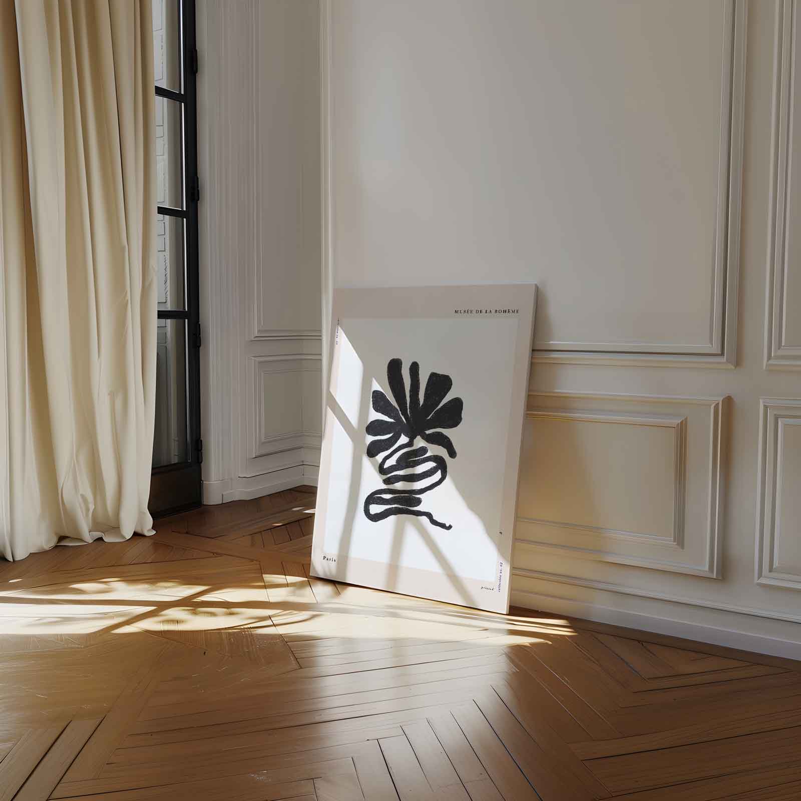 Organische Zwart-Wit Bloem Kunstwerk-canvas-dibond-plexiglas-wanddecoratie-WallArtistic