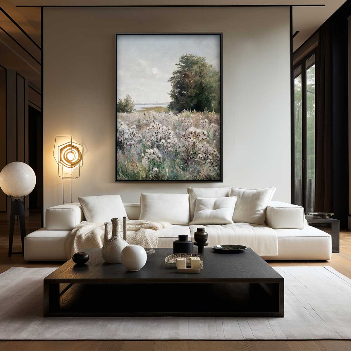 Zomers Landschap met Bloeiende Weide Kunstwerk-canvas-dibond-plexiglas-wanddecoratie-WallArtistic