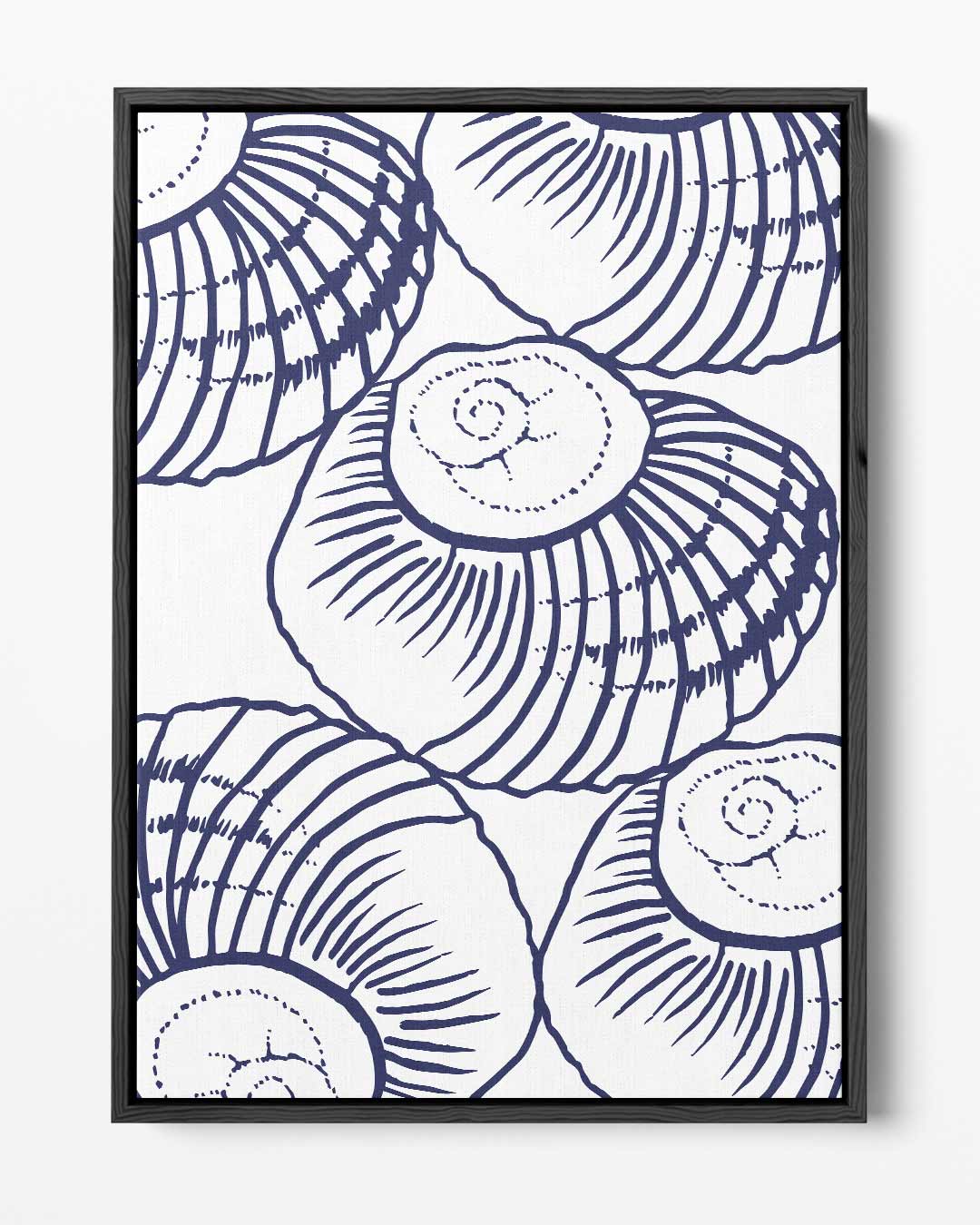Blauwe Schelpen Illustratie Kunstwerk-canvas-dibond-plexiglas-wanddecoratie-WallArtistic
