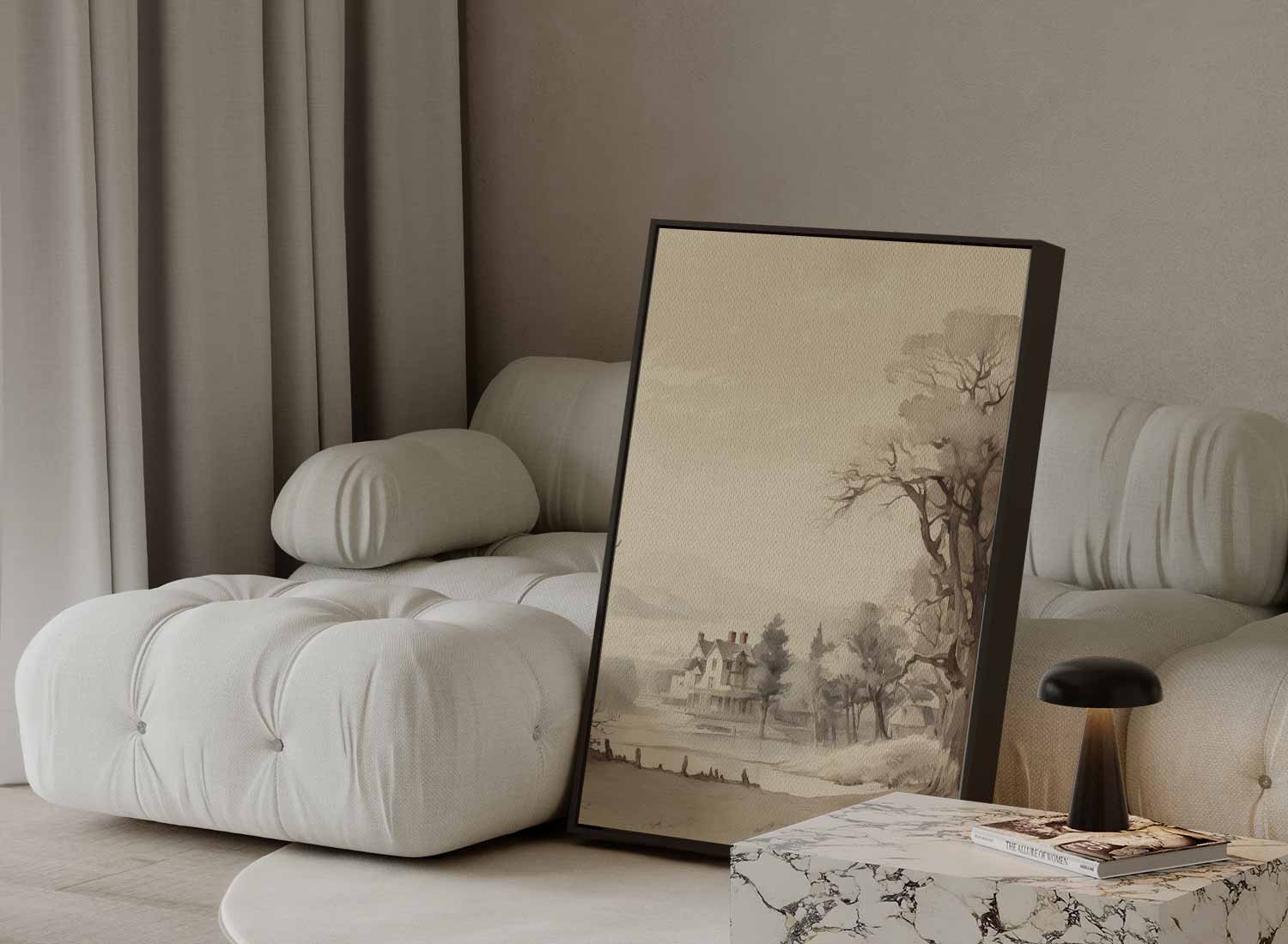 Rustiek Landschap met Landhuis Kunstwerk-canvas-dibond-plexiglas-wanddecoratie-WallArtistic